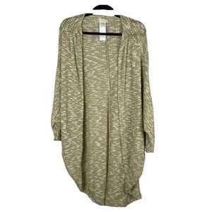Free People Boho Longline Open Front Cotton Blend Knit Cardigan One Size Cream